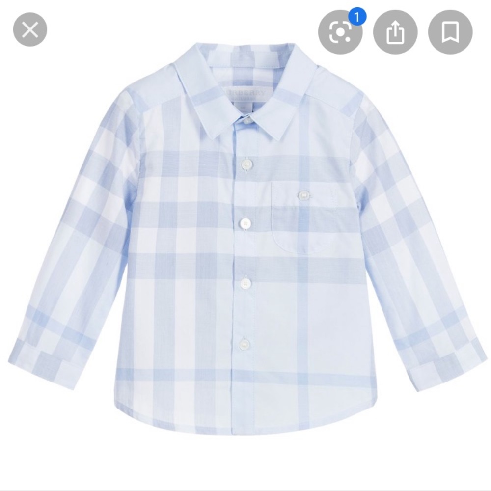 Authentic Burberry Baby Boy Blue Check Long Shirt